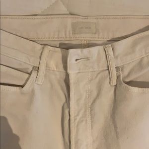 Mother Mid-Rise Dazzler Ankle Corduroys, Off White